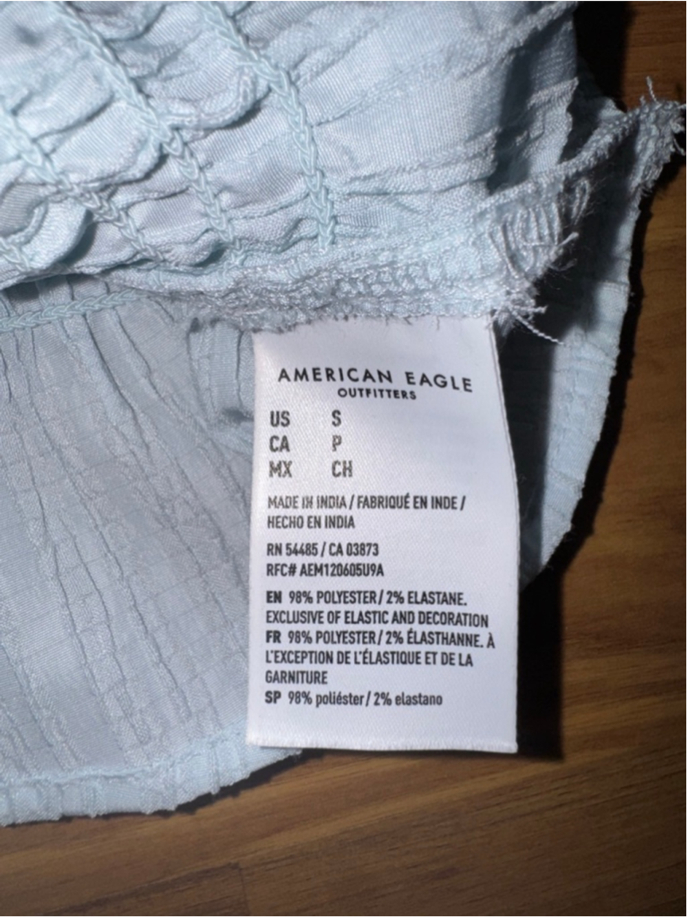 American Eagle Coquette Lace Trim Peplum Top Cottagecore Baby Blue Tank Small - Picture 7 of 9